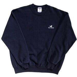 Adult Unisex Xl Vintage Jerzees Navy Blue Boxy Crewneck Embroidered Pony Express
